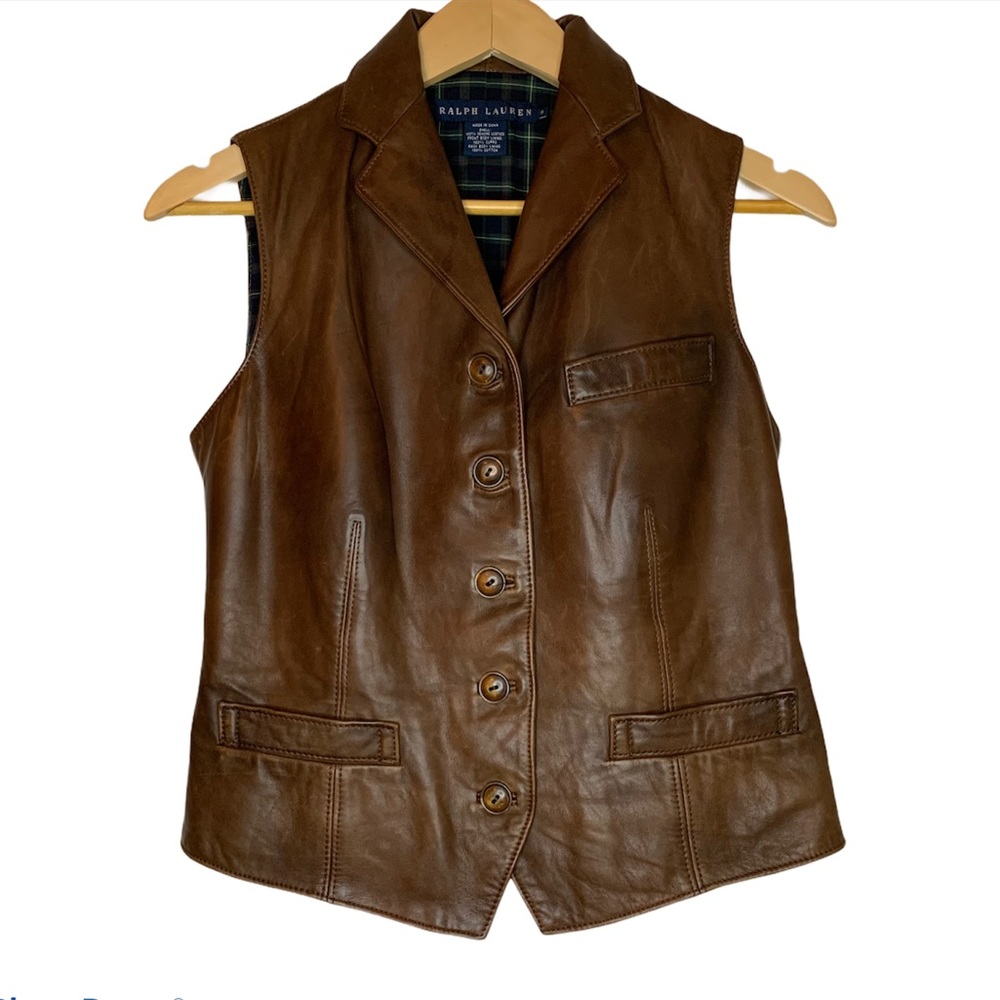 Ralph Lauren 100% Leather Vest Blue Lable sz 8
